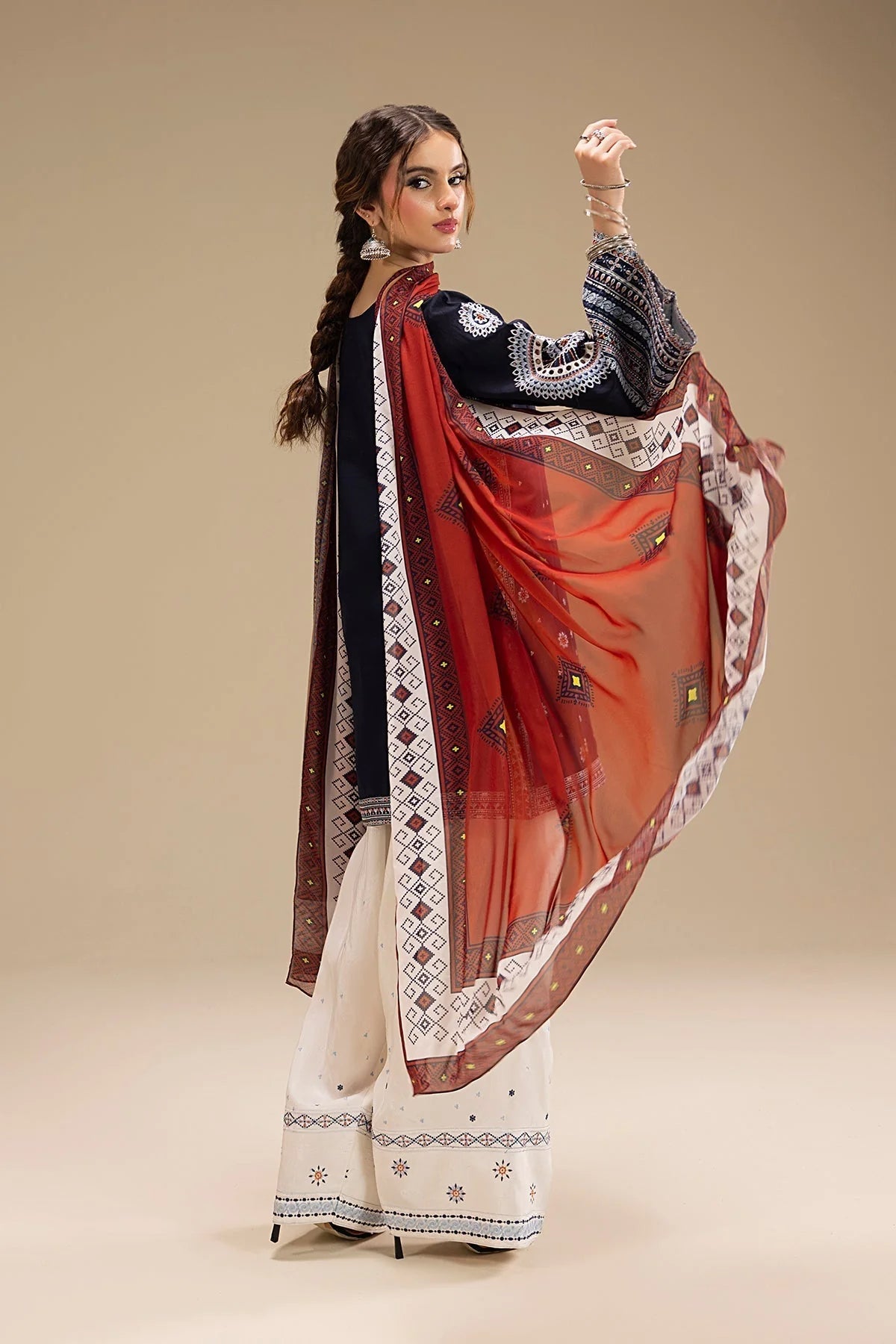 3PC DHANAK EMBROIDERED SUIT