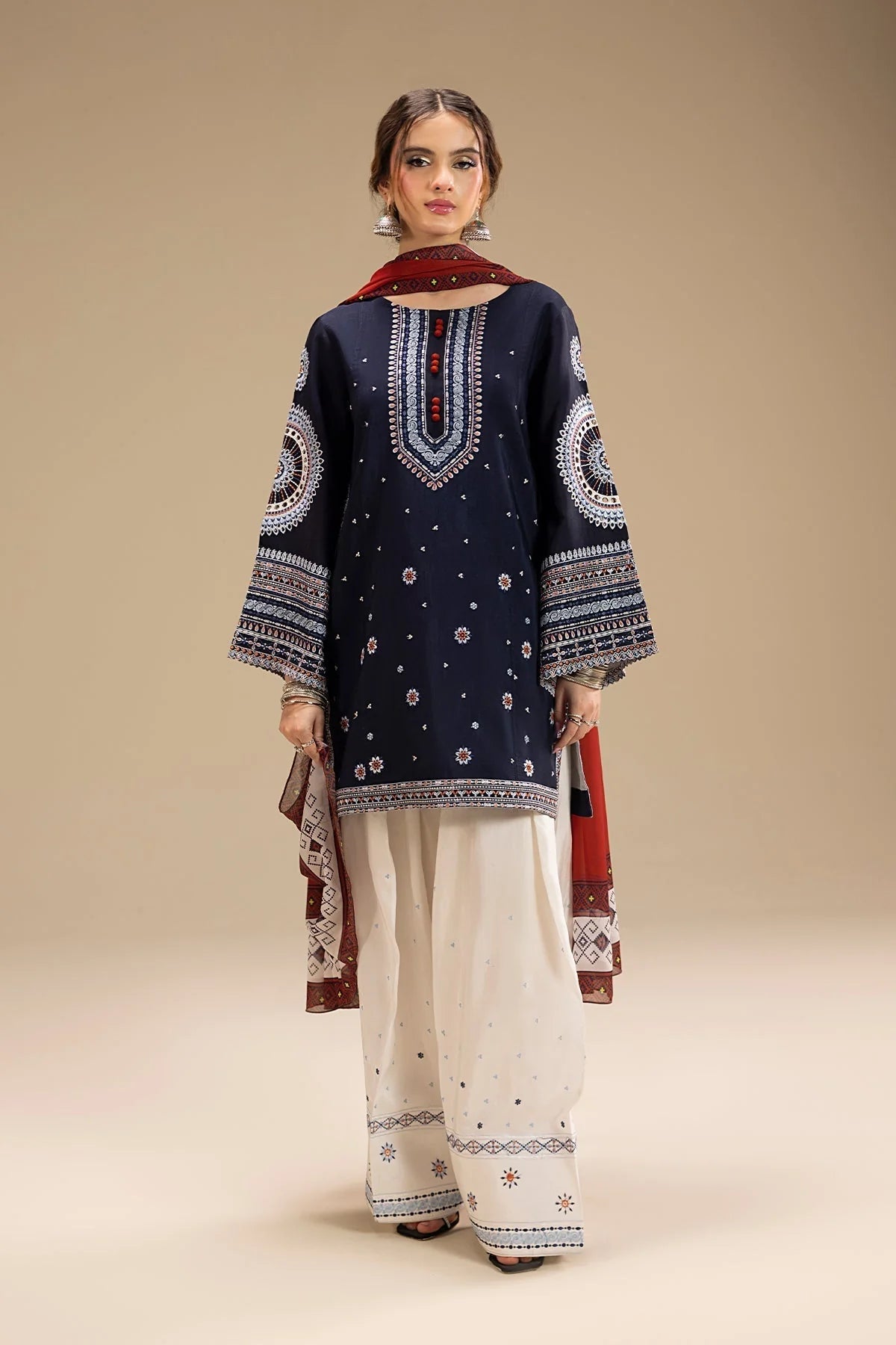 3PC DHANAK EMBROIDERED SUIT